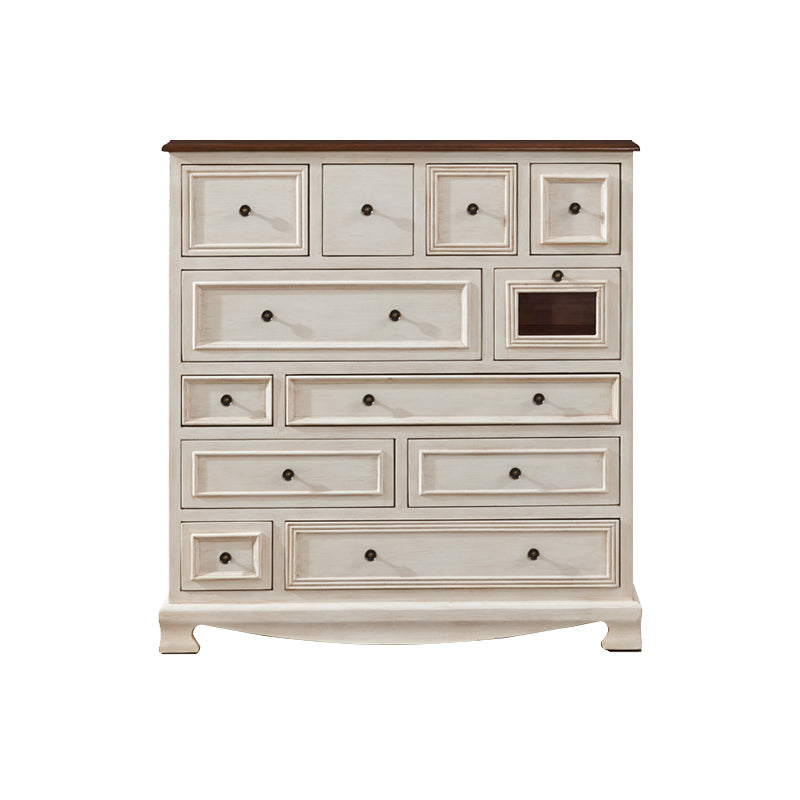 Cassa di accento di legno industriale con cassetti colorati di accento