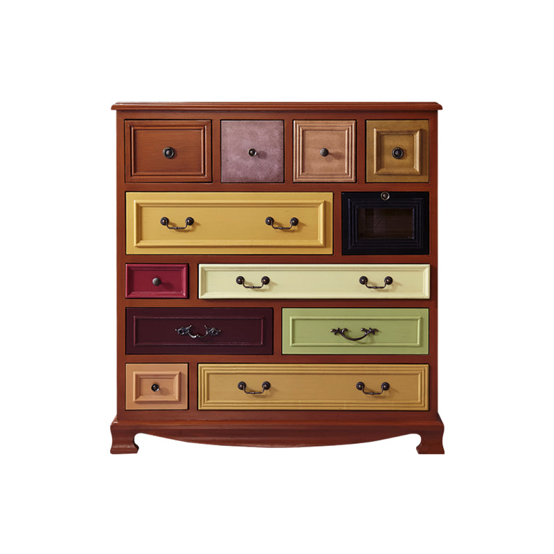 Industrial Wood Accent Chest with Drawers Colorful Accent Cabinet