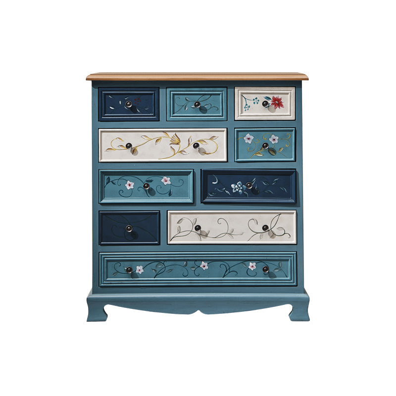 Industrial Wood Accent Chest with Drawers Colorful Accent Cabinet