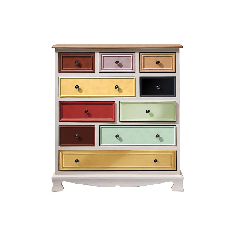 Industrial Wood Accent Chest with Drawers Colorful Accent Cabinet