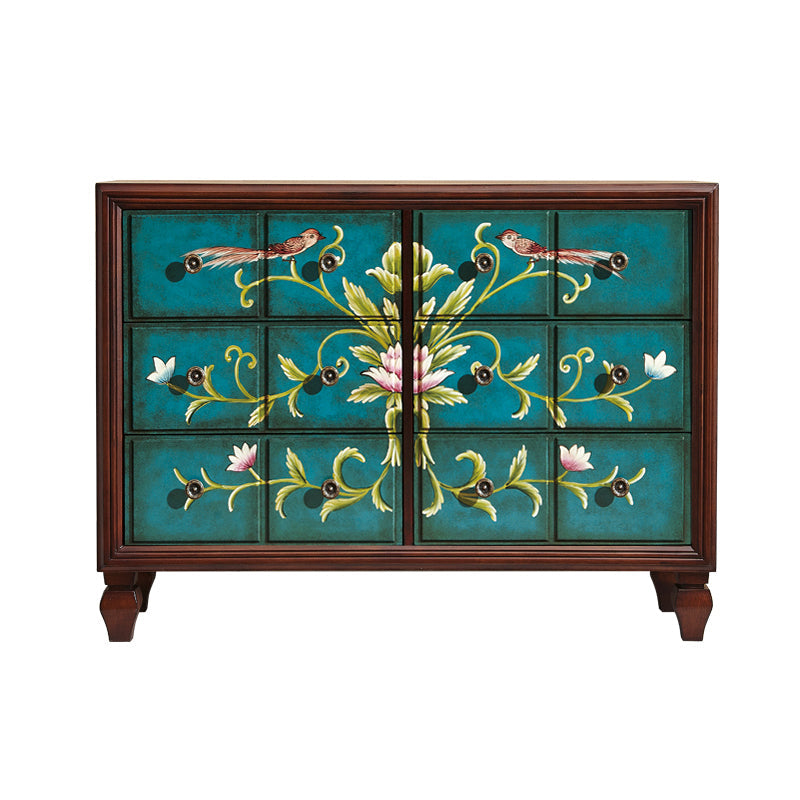Mid-Century Modern Knobs Chest with Turned Legs Accent Chest 47"L x 17"W x 35"H Green Clearhalo 'Cabinets & Chests' 'cabinets_chests' 'furn' 'furn_cabinets_chests' 'Furniture' 'Living Room Furniture' 5503608