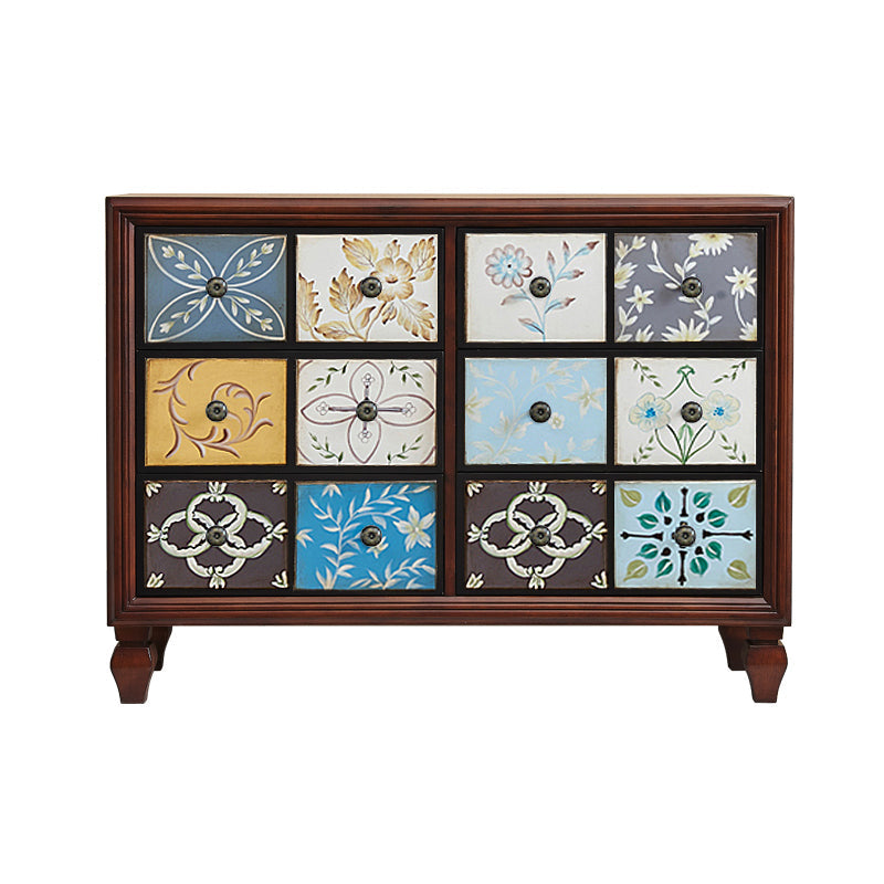 Mid-Century Modern Knobs Chest with Turned Legs Accent Chest 47"L x 17"W x 35"H Brown Painted Clearhalo 'Cabinets & Chests' 'cabinets_chests' 'furn' 'furn_cabinets_chests' 'Furniture' 'Living Room Furniture' 5503609