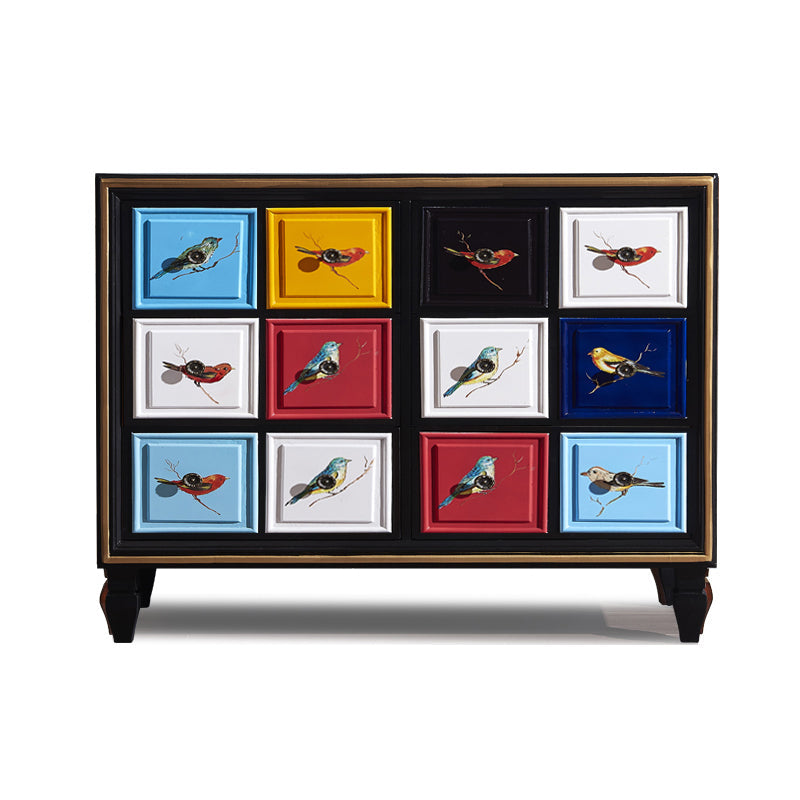 Mid-Century Modern Knobs Chest with Turned Legs Accent Chest 47"L x 17"W x 35"H Brown Carvings Clearhalo 'Cabinets & Chests' 'cabinets_chests' 'furn' 'furn_cabinets_chests' 'Furniture' 'Living Room Furniture' 5503612