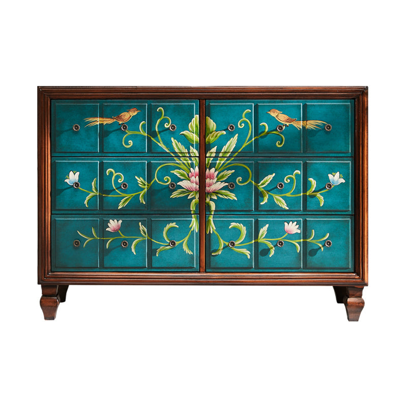 Mid-Century Modern Knobs Chest with Turned Legs Accent Chest 49"L x 18"W x 35"H Green Clearhalo 'Cabinets & Chests' 'cabinets_chests' 'furn' 'furn_cabinets_chests' 'Furniture' 'Living Room Furniture' 5503618