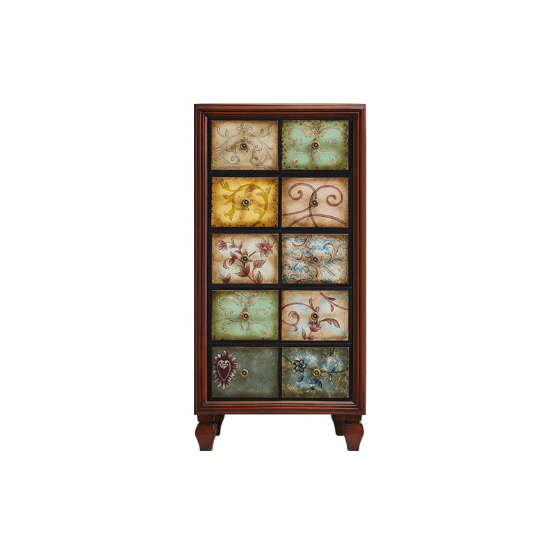 Mid-Century Modern Knobs Chest with Turned Legs Accent Chest 24"L x 16.5"W x 47"H Brown Clearhalo 'Cabinets & Chests' 'cabinets_chests' 'furn' 'furn_cabinets_chests' 'Furniture' 'Living Room Furniture' 5503626