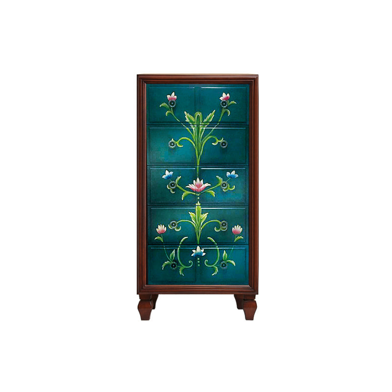 Mid-Century Modern Knobs Chest with Turned Legs Accent Chest 24"L x 16.5"W x 47"H Green Clearhalo 'Cabinets & Chests' 'cabinets_chests' 'furn' 'furn_cabinets_chests' 'Furniture' 'Living Room Furniture' 5503627