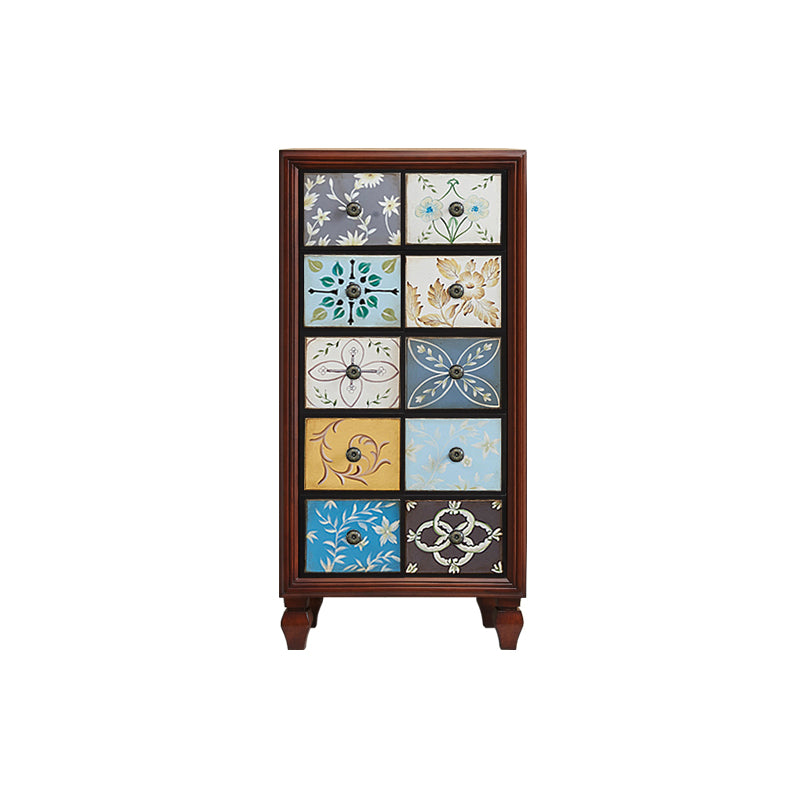 Mid-Century Modern Knobs Chest with Turned Legs Accent Chest 24"L x 16.5"W x 47"H Brown Painted Clearhalo 'Cabinets & Chests' 'cabinets_chests' 'furn' 'furn_cabinets_chests' 'Furniture' 'Living Room Furniture' 5503628