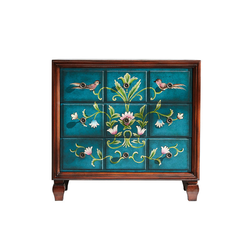 Mid-Century Modern Knobs Chest with Turned Legs Accent Chest 35"L x 16.5"W x 35"H Green Clearhalo 'Cabinets & Chests' 'cabinets_chests' 'furn' 'furn_cabinets_chests' 'Furniture' 'Living Room Furniture' 5503631