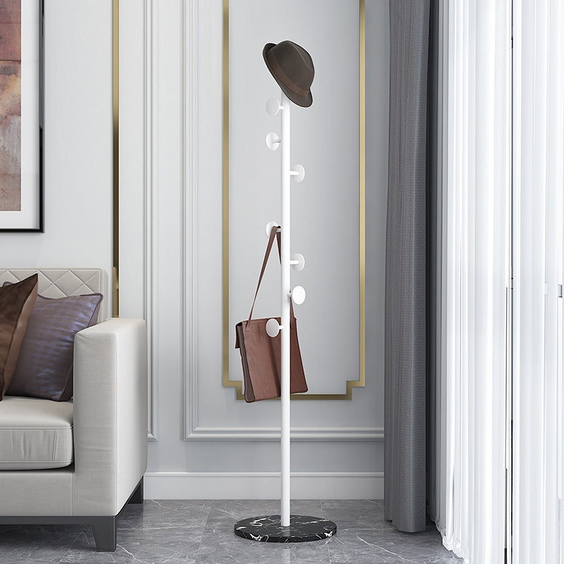 Contemporary Coat Hanger Metal Marble Detached Floor Coat Rack Living Room White-Black Round Clearhalo 'Entry & Mudroom Furniture' 'furn' 'furn_hall_tree_coat_racks' 'Furniture' 'Hall Trees & Coat Racks' 'hall_tree_coat_racks' 5504108