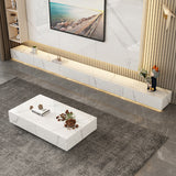 9.06 "H -TV -Ständer zeitgenössischer Stil weiße geschlossene Speicher -TV -Konsole mit Schubladen