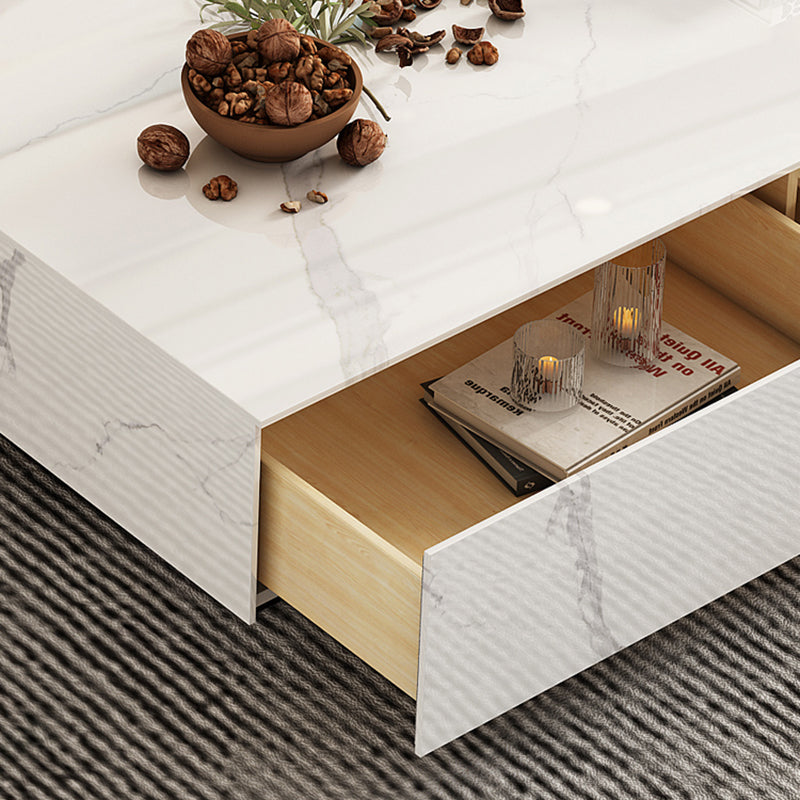 9.06 "H -TV -Ständer zeitgenössischer Stil weiße geschlossene Speicher -TV -Konsole mit Schubladen