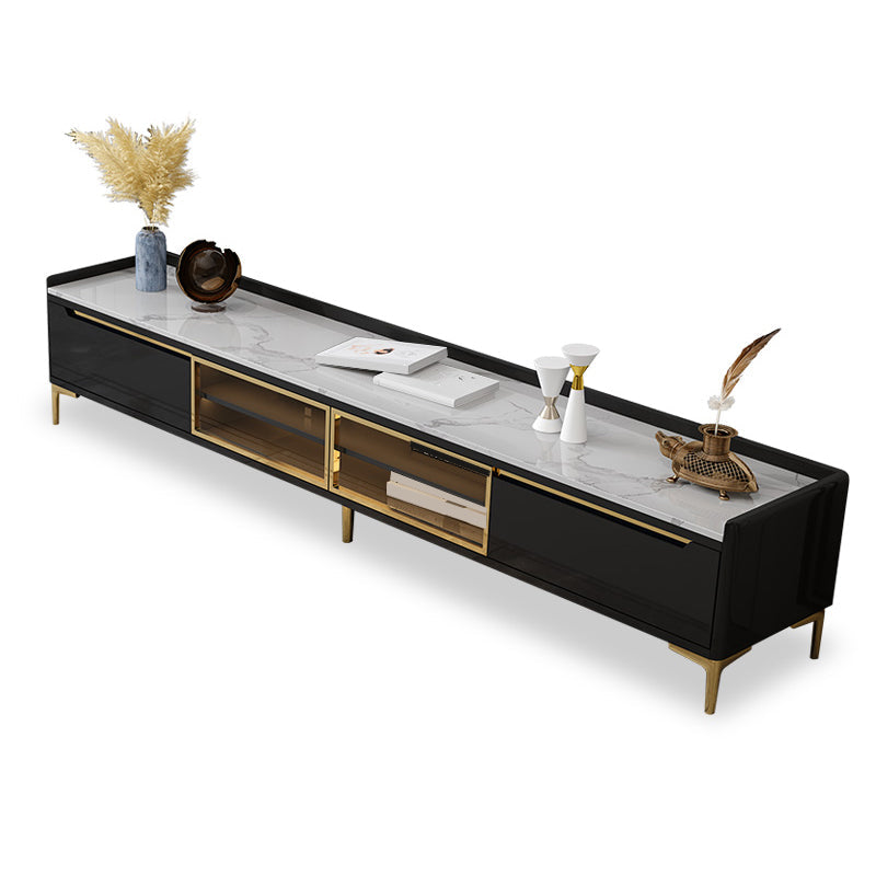 Gabinete de televisión de almacenamiento de TV de piedra estilo glam.