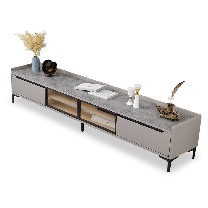 Gabinete de televisión de almacenamiento de TV de piedra estilo glam.