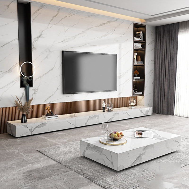 Contemporary Style Stone TV Stand Enclosed Storage TV Cabinet with Drawers Clearhalo 'furn' 'furn_tv_stands_entertainment_centers' 'Furniture' 'Living Room Furniture' 'TV Stands & Entertainment Centers' 'TV Stands & Media Storage Furniture' 'tv_stands_entertainment_centers' 5504410