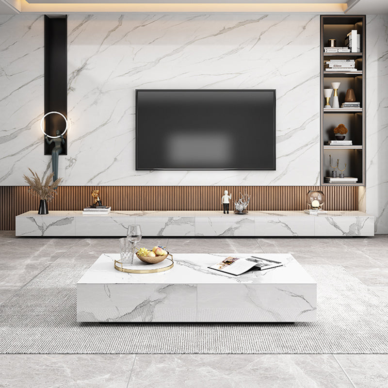 Contemporary Style Stone TV Stand Enclosed Storage TV Cabinet with Drawers Clearhalo 'furn' 'furn_tv_stands_entertainment_centers' 'Furniture' 'Living Room Furniture' 'TV Stands & Entertainment Centers' 'TV Stands & Media Storage Furniture' 'tv_stands_entertainment_centers' 5504412