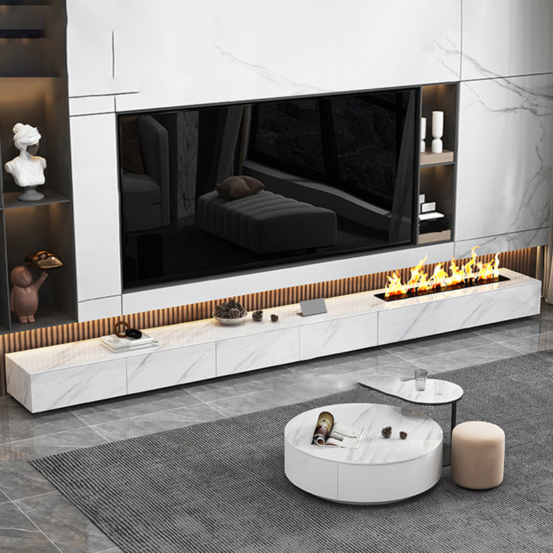Contemporary Style Stone TV Stand Enclosed Storage TV Cabinet with Drawers Clearhalo 'furn' 'furn_tv_stands_entertainment_centers' 'Furniture' 'Living Room Furniture' 'TV Stands & Entertainment Centers' 'TV Stands & Media Storage Furniture' 'tv_stands_entertainment_centers' 5504413