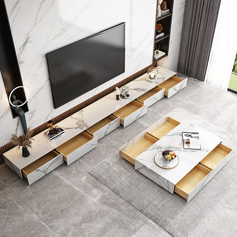 Contemporary Style Stone TV Stand Enclosed Storage TV Cabinet with Drawers Clearhalo 'furn' 'furn_tv_stands_entertainment_centers' 'Furniture' 'Living Room Furniture' 'TV Stands & Entertainment Centers' 'TV Stands & Media Storage Furniture' 'tv_stands_entertainment_centers' 5504422
