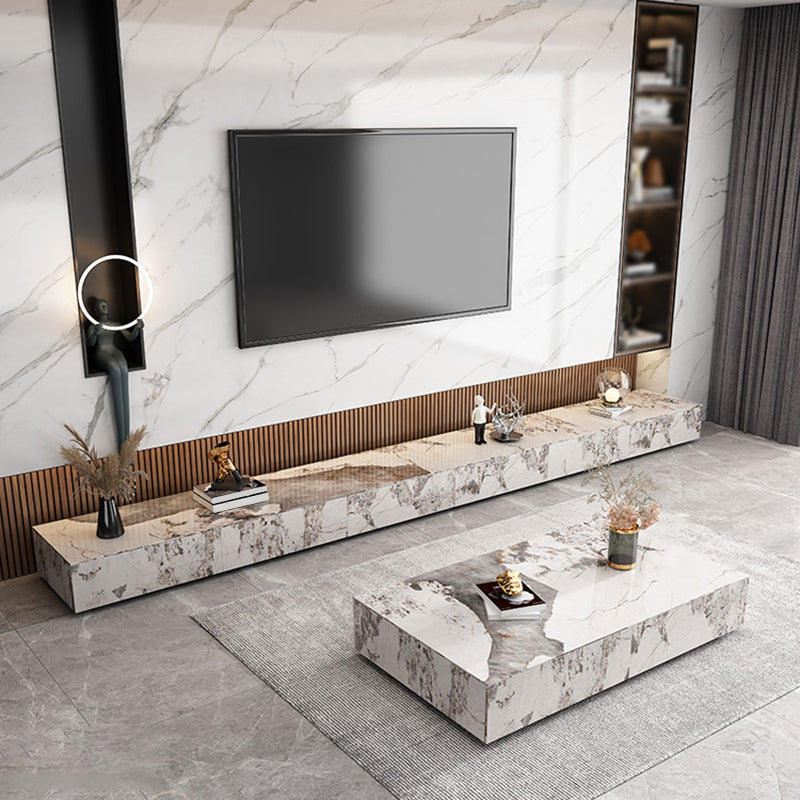 Contemporary Style Stone TV Stand Enclosed Storage TV Cabinet with Drawers Clearhalo 'furn' 'furn_tv_stands_entertainment_centers' 'Furniture' 'Living Room Furniture' 'TV Stands & Entertainment Centers' 'TV Stands & Media Storage Furniture' 'tv_stands_entertainment_centers' 5504423