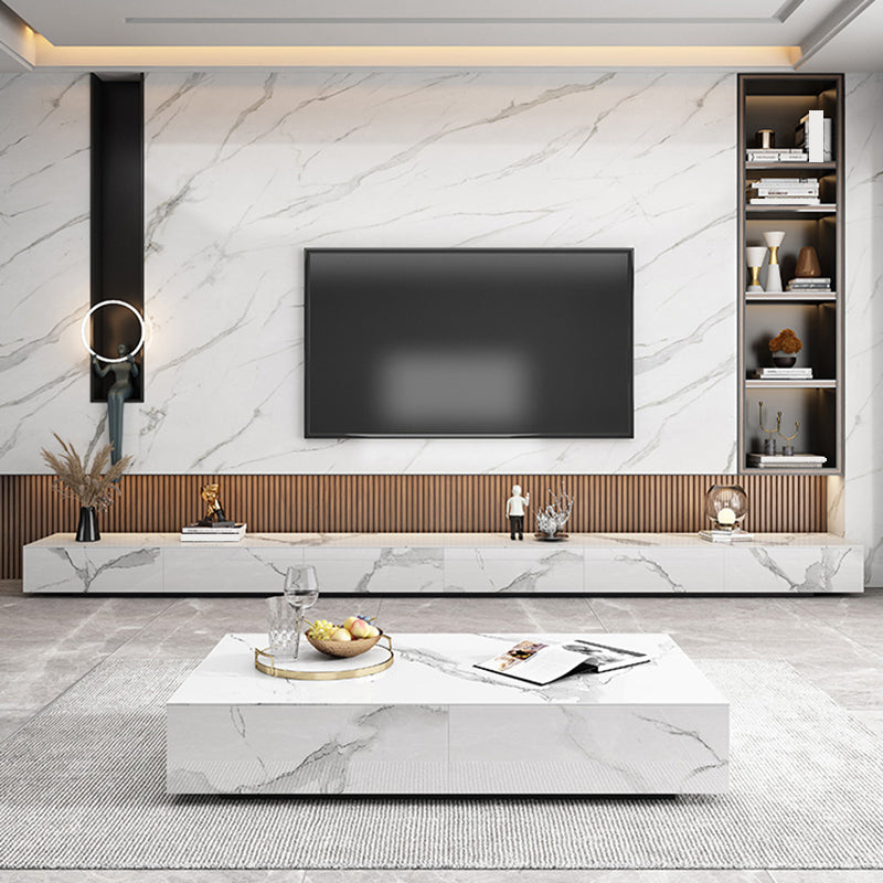 Contemporary Style Stone TV Stand Enclosed Storage TV Cabinet with Drawers Clearhalo 'furn' 'furn_tv_stands_entertainment_centers' 'Furniture' 'Living Room Furniture' 'TV Stands & Entertainment Centers' 'TV Stands & Media Storage Furniture' 'tv_stands_entertainment_centers' 5504424