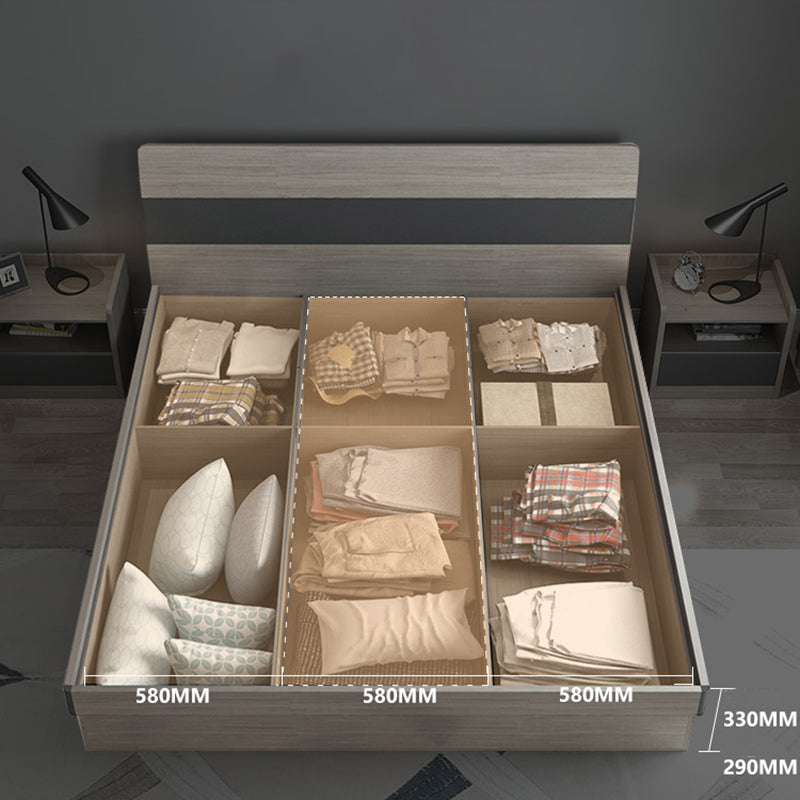 Modernes Holzpanel -Standardbett mit rechteckigem Kopfteil