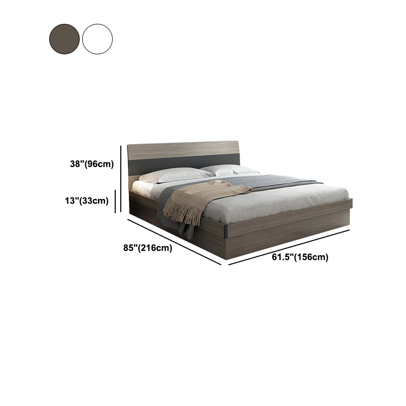 Modernes Holzpanel -Standardbett mit rechteckigem Kopfteil