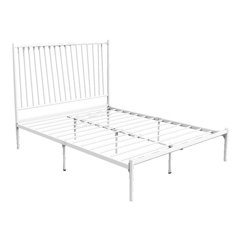 Modern Style Metal Slat Standard Bed with Rectangular Headboard White Single Bed Clearhalo 'Bedroom Furniture' 'Beds' 'furn' 'furn_beds' 'Furniture' 5505118