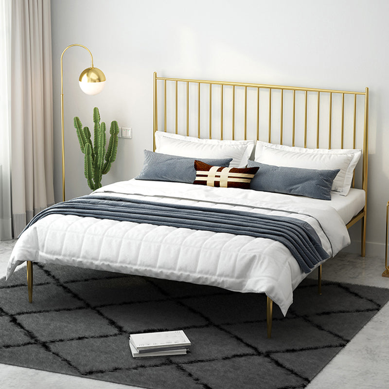 Modern Style Metal Slat Standard Bed with Rectangular Headboard Clearhalo 'Bedroom Furniture' 'Beds' 'furn' 'furn_beds' 'Furniture' 5505119