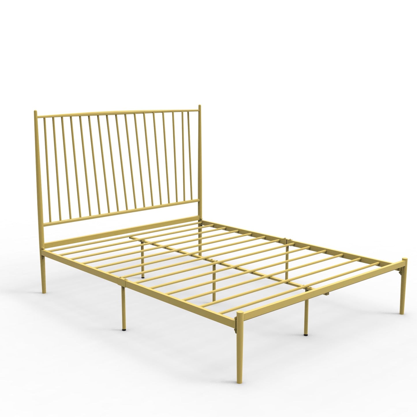 Modern Style Metal Slat Standard Bed with Rectangular Headboard Gold Single Bed Clearhalo 'Bedroom Furniture' 'Beds' 'furn' 'furn_beds' 'Furniture' 5505120