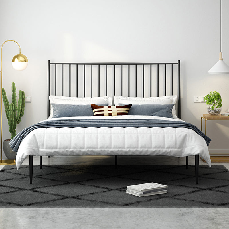 Modern Style Metal Slat Standard Bed with Rectangular Headboard Black Bed & Mattress Clearhalo 'Bedroom Furniture' 'Beds' 'furn' 'furn_beds' 'Furniture' 5505121