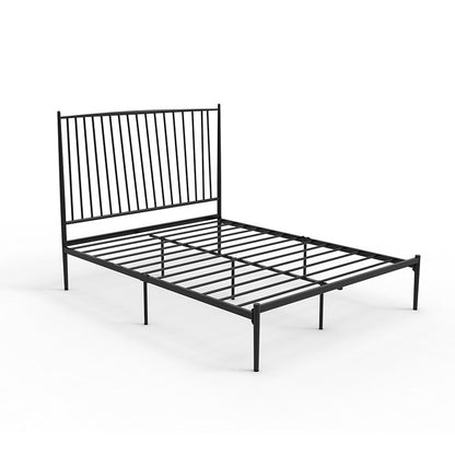 Modern Style Metal Slat Standard Bed with Rectangular Headboard Black Single Bed Clearhalo 'Bedroom Furniture' 'Beds' 'furn' 'furn_beds' 'Furniture' 5505123