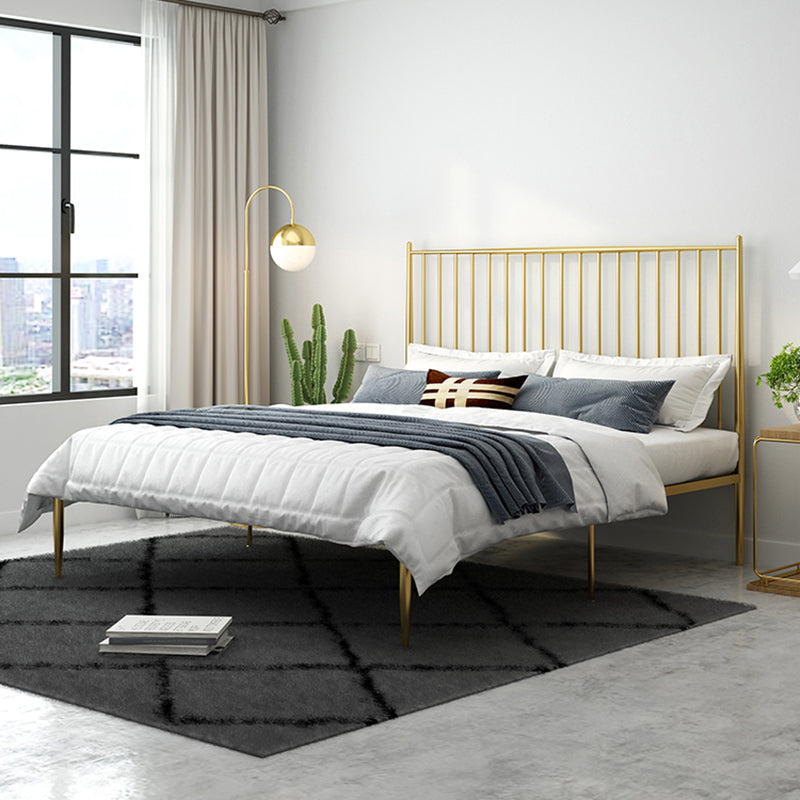 Modern Style Metal Slat Standard Bed with Rectangular Headboard Clearhalo 'Bedroom Furniture' 'Beds' 'furn' 'furn_beds' 'Furniture' 5505130