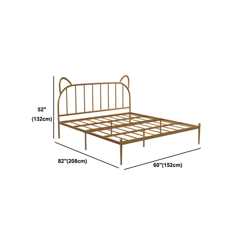 Metal Bed with Headboard High Profile Open-Frame Bed in Gold Finish Clearhalo 'Bedroom Furniture' 'Beds' 'furn' 'furn_beds' 'Furniture' 5505167