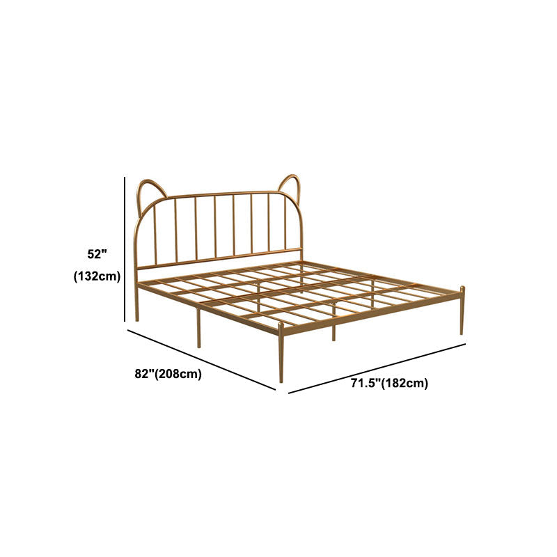 Metal Bed with Headboard High Profile Open-Frame Bed in Gold Finish Clearhalo 'Bedroom Furniture' 'Beds' 'furn' 'furn_beds' 'Furniture' 5505169