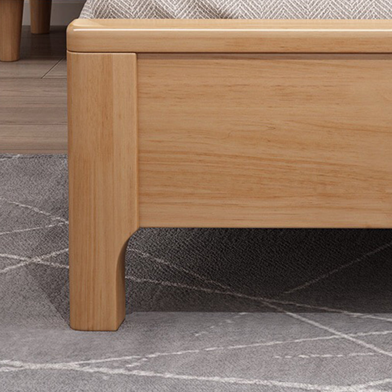 Skandinavisches Kiefernholz -Standardbett mit rechteckiger Panel Kopfteil