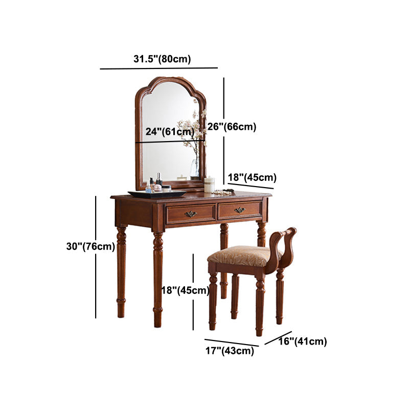 Tavolo da toeletta da toeletta tradizionale in legno 2-cassetto di cambio di vanità scrivania