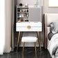 Vanité de maquillage en bois contemporain Ensemble de coiffeuse de 2 dessins avec miroir