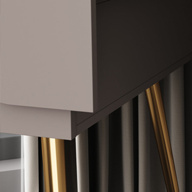 Vanité de maquillage en bois contemporain Ensemble de coiffeuse de 2 dessins avec miroir