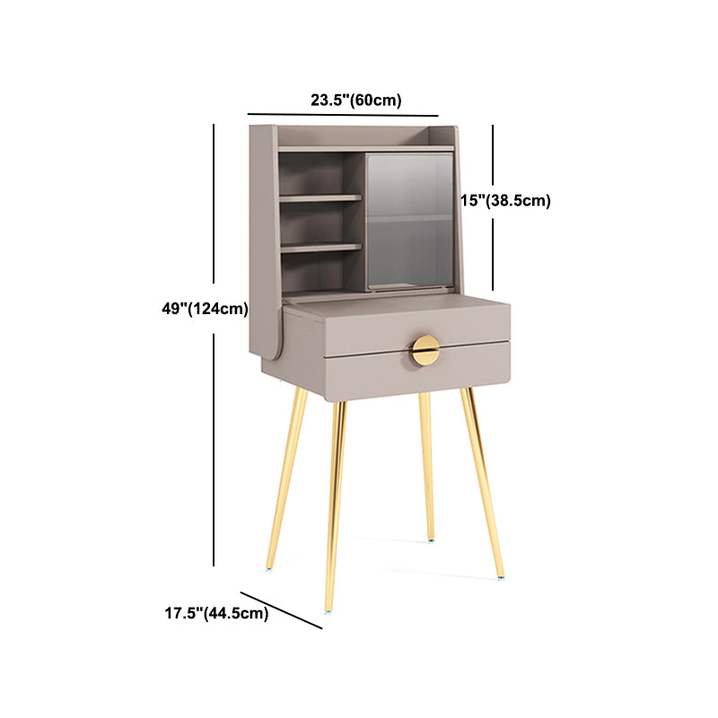 Vanité de maquillage en bois contemporain Ensemble de coiffeuse de 2 dessins avec miroir