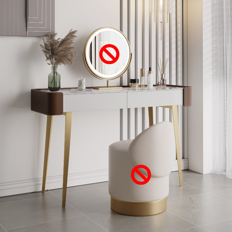 Tavolo da toeletta da toeletta da 2-cadder con trucco in pelle in pelle