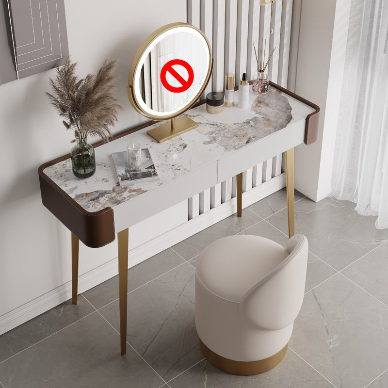 Tavolo da toeletta da toeletta da 2-cadder con trucco in pelle in pelle