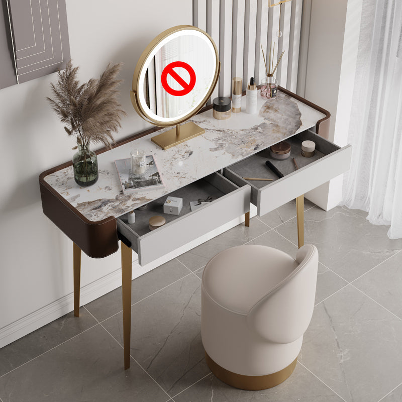 Tavolo da toeletta da toeletta da 2-cadder con trucco in pelle in pelle