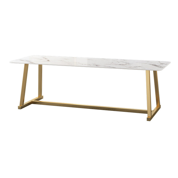 Rectangle Office Table Industrial Meeting Desk with Trestle Base Gold Clearhalo 'furn' 'furn_office_desk' 'Furniture' 'Office Desks' 'Office Furniture' 'office_desk' 5509638
