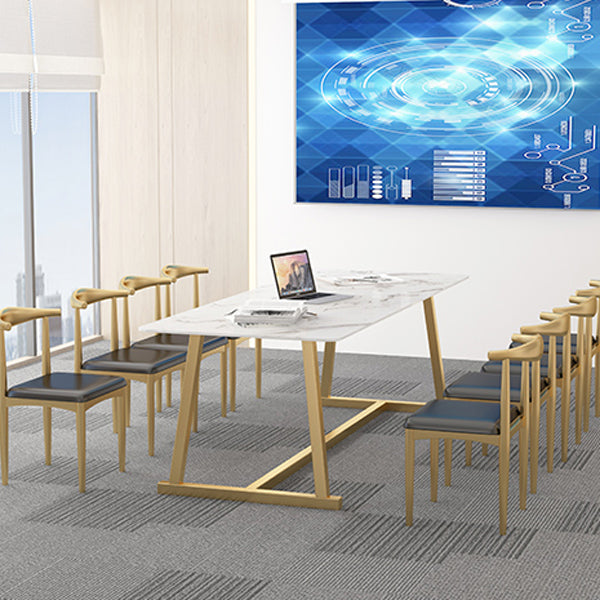 Rectangle Office Table Industrial Meeting Desk with Trestle Base Clearhalo 'furn' 'furn_office_desk' 'Furniture' 'Office Desks' 'Office Furniture' 'office_desk' 5509645