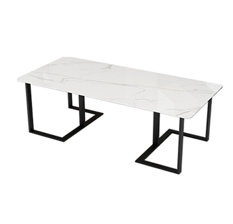 Rectangle Office Table Industrial Meeting Desk with Sled Base Black White Clearhalo 'furn' 'furn_office_desk' 'Furniture' 'Office Desks' 'Office Furniture' 'office_desk' 5509654