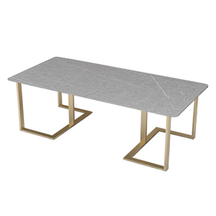 Rectangle Office Table Industrial Meeting Desk with Sled Base Gray-Gold Clearhalo 'furn' 'furn_office_desk' 'Furniture' 'Office Desks' 'Office Furniture' 'office_desk' 5509658