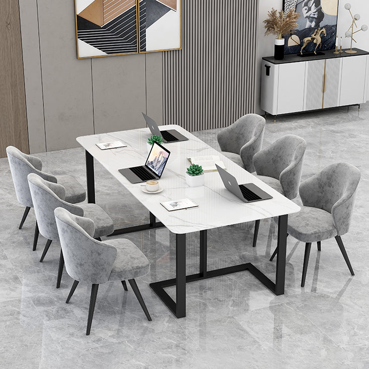Rectangle Office Table Industrial Meeting Desk with Sled Base Clearhalo 'furn' 'furn_office_desk' 'Furniture' 'Office Desks' 'Office Furniture' 'office_desk' 5509664
