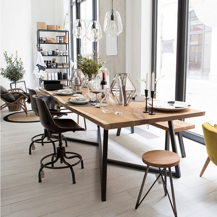 Rechteckisch des Industriekiefernholz -Office -Schreibtischs mit Metallbasis