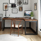 L-Shape Writing Table Industrial Style Solid Wood Working Table