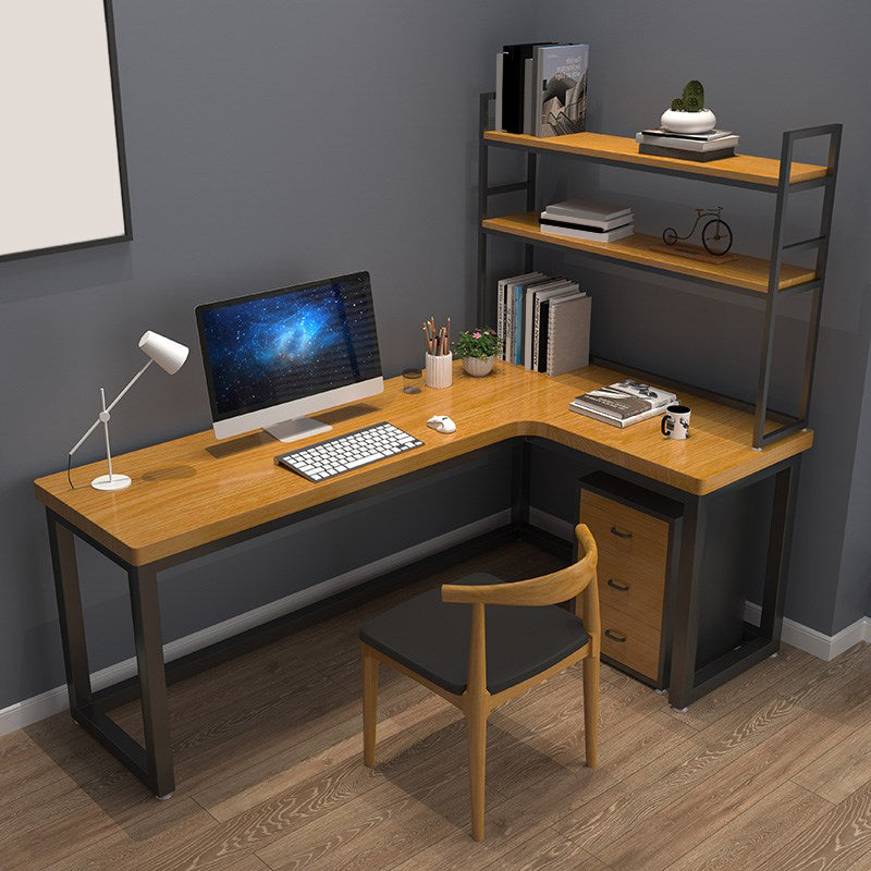 Solid Wood Home Writing Table Industrial L-Shape Fixed Working Table Clearhalo 'furn' 'furn_office_desk' 'Furniture' 'Office Desks' 'Office Furniture' 'office_desk' 5509831