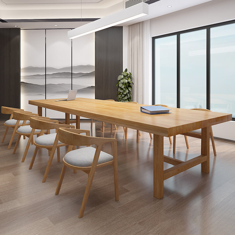 Solid Wood Meeting Table Simplicity Fixed Writing Table for Home Office 63"L x 27.6"W x 29.5"H Clearhalo 'furn' 'furn_office_desk' 'Furniture' 'Office Desks' 'Office Furniture' 'office_desk' 5509928